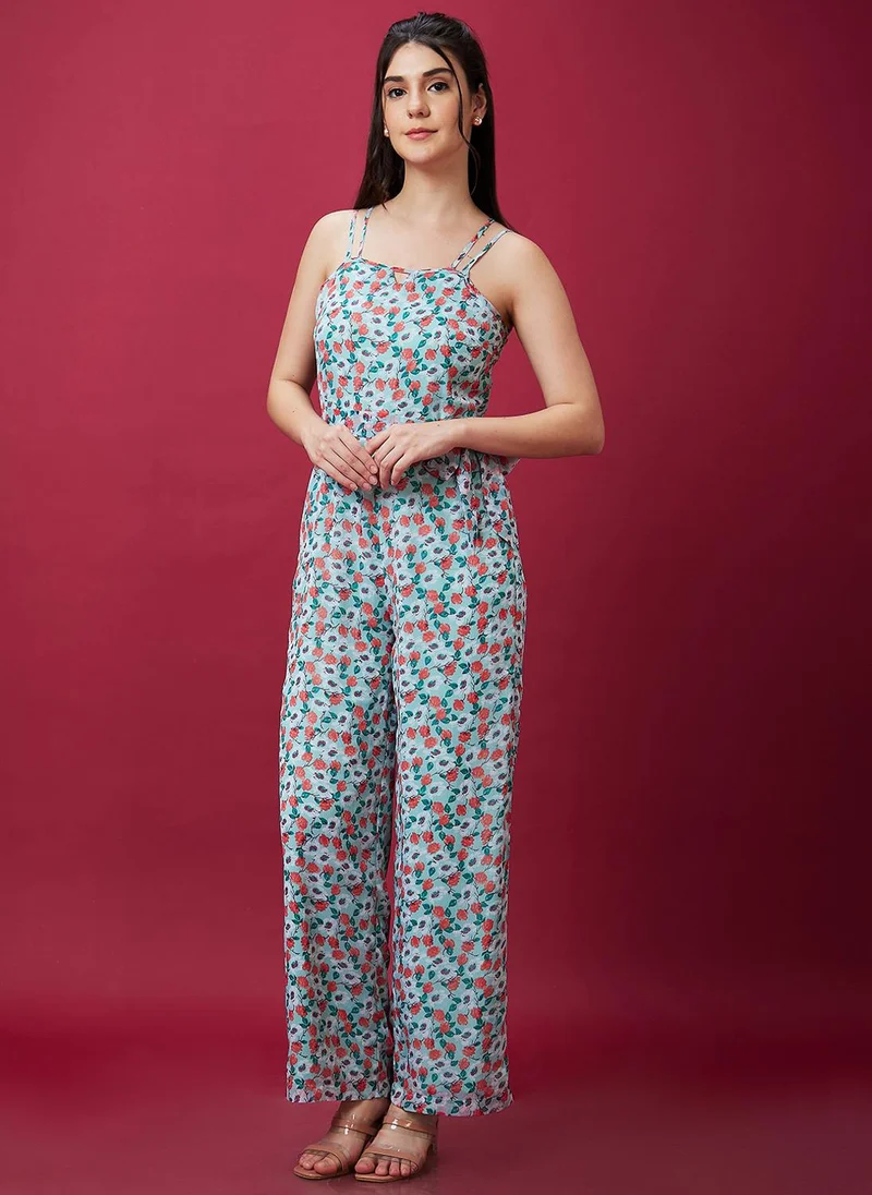 globus  Globus Women Floral Printed Shoulder Straps Waist Tie Ups Basic Jumpsuit for Women | Best Price UAE